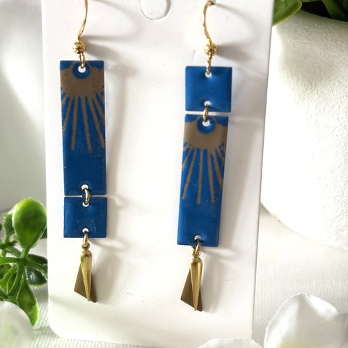 Boucles d'oreilles asymétrique sable et gris