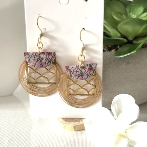 Boucles d'oreille créole doré sequin fleur