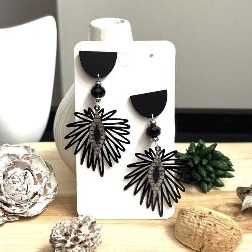 Boucles d'oreille estampe  noire