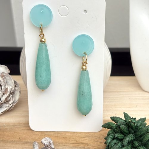 Boucles d'oreilles perle goutte turquoise
