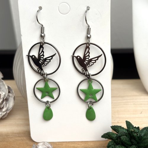 Boucles d'oreilles pendante,cadeau femme bijou original