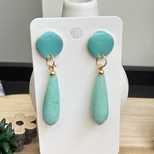 Boucles d'oreilles perle goutte turquoise