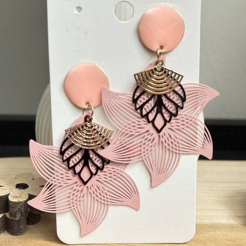 Boucles d’oreilles pendante rose