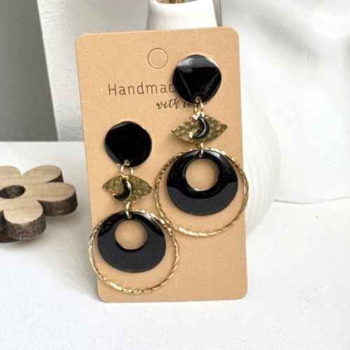 Boucles d'oreilles pendante noire