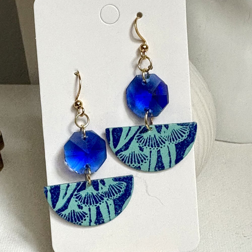 Boucles d'oreilles pendante turquoise et bleu