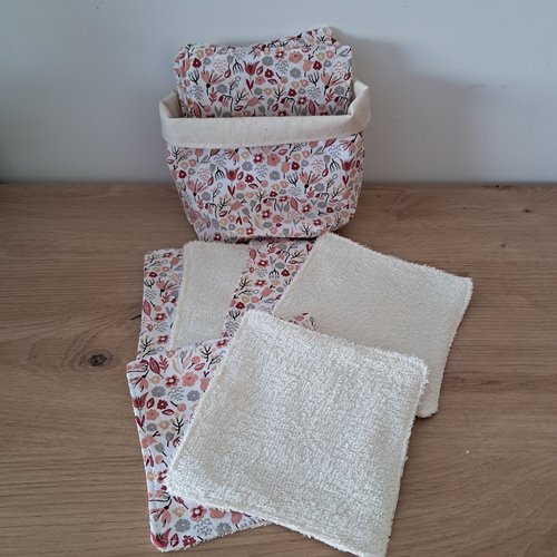 Kit naissance naissance zero dechet, 12 lingettes lavables en bambou et panier assortie