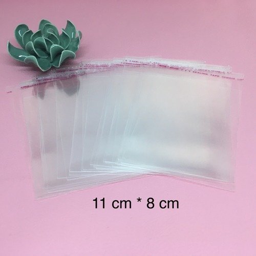 Sachets emballage plastique transparent adhésifs 8 x 11 cm lot de 50