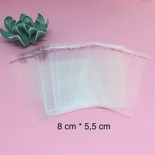 Sachets plastique transparent adhésifs 8 x 5.5 cm lot de 50