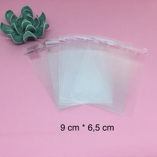 Sachets plastique transparent adhésifs 9 x 6.5 cm lot de 50