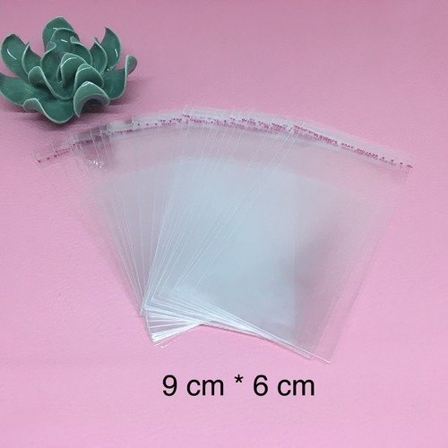 Sachets plastique transparent adhésifs 6 x 9 cm lot de 50