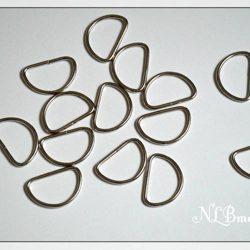 Boucle , anneaux d demi-ronds laiton argent - 40 mm - 10 pcs 
