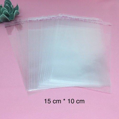 Sachets plastique transparent adhésifs 15 x 10 cm lot de 50