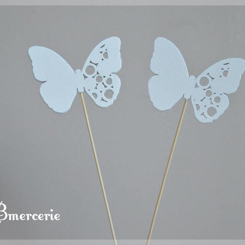 Papillons sur tige pour accessoiriser votre déco ou art floral lot de 2 