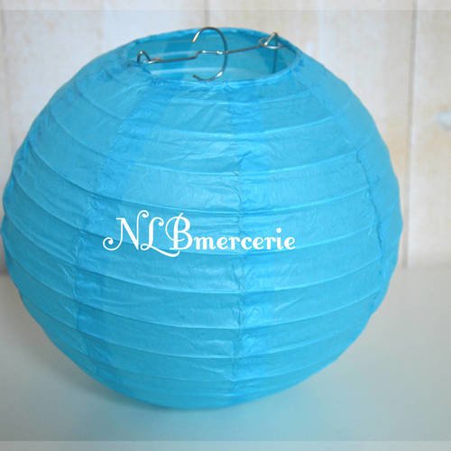 Lampions bleu turquoise diamètre 35 cm en papier de riz , lanternes , boules chinoise 
