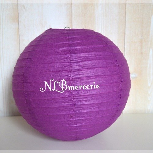 Lampions violet prune diamètre 35 cm en papier de riz, lanternes, boules chinoise 