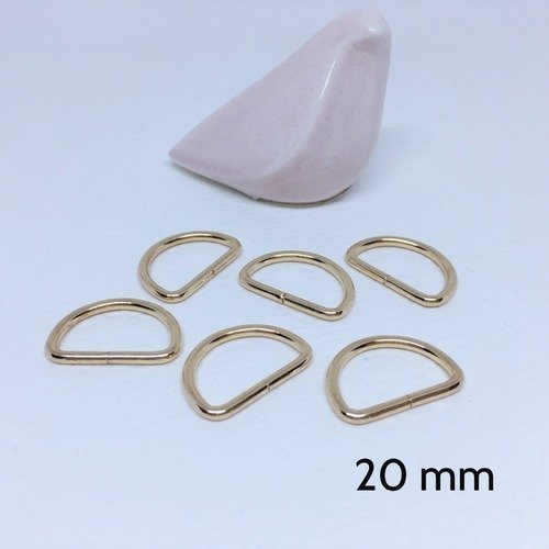  anneau en d, anneaux demi-ronds, boucle,laiton or,  lot de 10 - taille 20 mm 