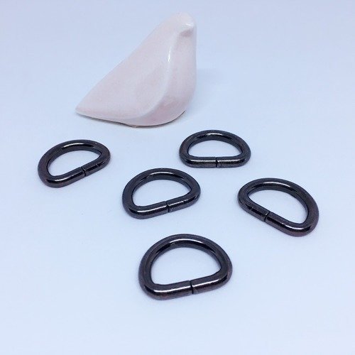 anneau en d, anneaux demi-ronds, boucle,laiton noir,  lot de 10 - taille 20 mm  