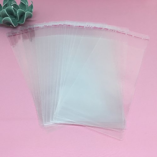Sachets plastique transparent adhésifs 15 x 12 cm lot de 50