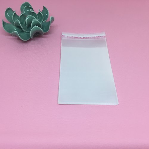 Sachets plastique transparent adhésifs 14 x 5.5 cm lot de 50