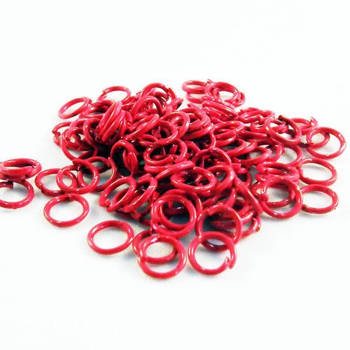 Fc09 - 20 anneaux de jonction ouvert de couleur rouge de 5mm avec légères imperfections 