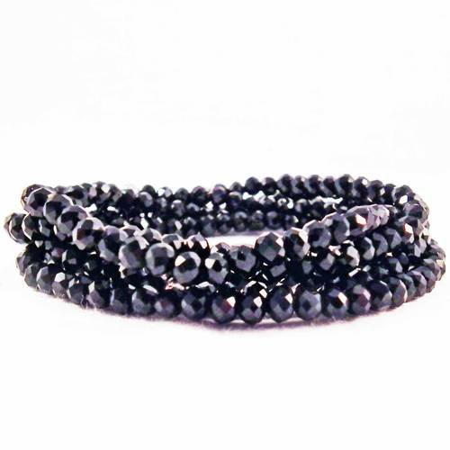 Sw00n - lot de 3 bracelets fait main perles en cristal swarovski noir à customiser breloques et charms 