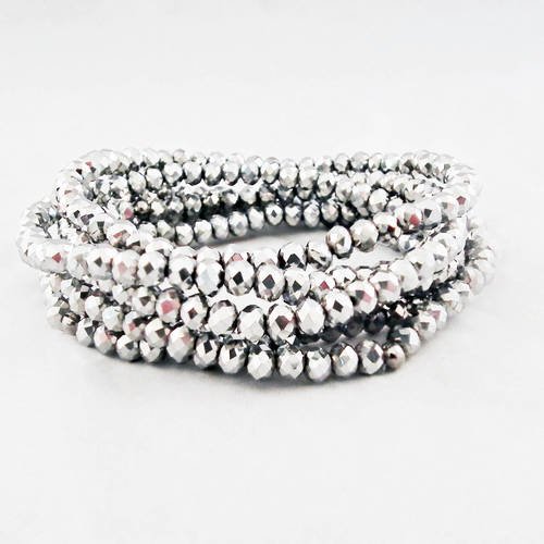 Sw00a - lot de 3 bracelets fait main perles en cristal swarovski argent à customiser breloques et charms 