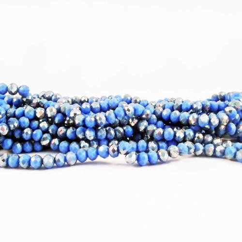 Sw01b - 10 perles précieuses en verre abacus rondelles à facettes bleu plaqué lavande bicolore brillant à reflets 