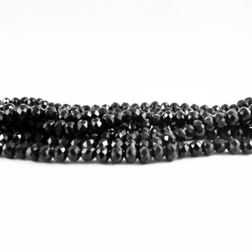Sw02n - 10 perles précieuses en verre abacus rondelles à facettes de couleur noir, 4x3mm 