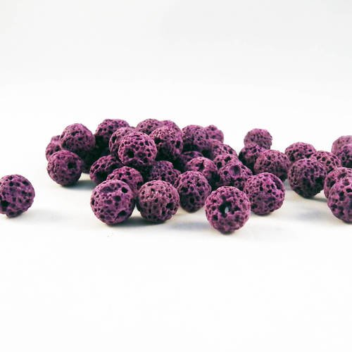 Alv2m - lot de 25 perles naturelles en lave de roche mauve violet cendré de 8mm de diamètre 