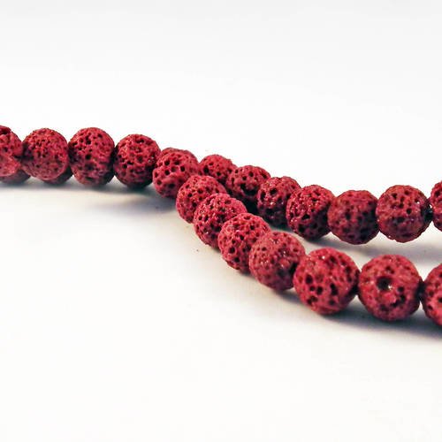 Alv2b - lot de 25 perles naturelles en lave de roche rouge vin bordeaux bourgogne de 8mm de diamètre 