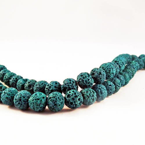 Alv1a - lot de 25 perles naturelles en lave de roche bleu vert aqua de 8mm de diamètre 