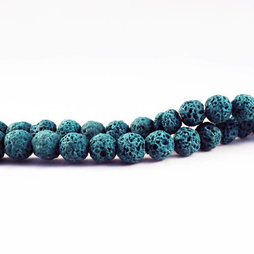 Alv1c - lot de 25 perles naturelles en lave de roche bleu vert aqua cendré de 8mm de diamètre 