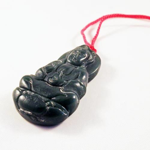 Bp51b - breloque pendentif jade noir buddha ganesha déesse prière yoga sculpté main mandarin zen méditation 
