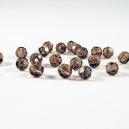 Inv43 - lot de 9 perles vieux marron brun café chocolat vintage semi transparent rondes à facettes