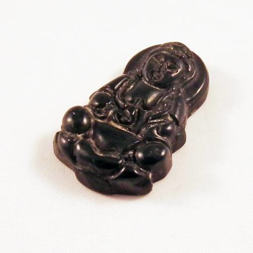 Bz02 - jolie breloque pendentif en jade noir vieilli buddha ganesha yoga sculpté main mandarin zen méditation 