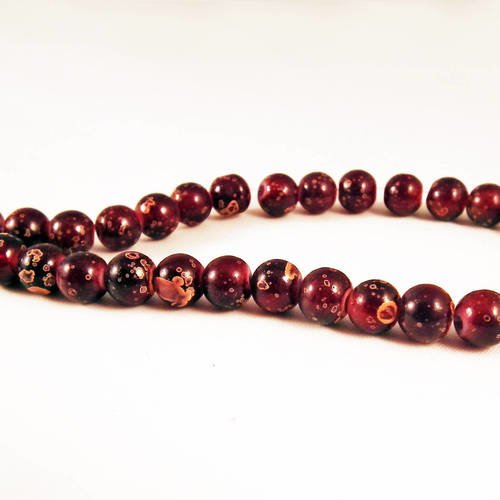 Inv12 - 10 perles en verre teintes marron brun café à motifs fleurs abstrait tribal totem rares vintage de 6mm 