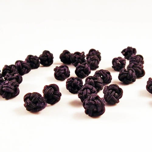 Pd78n - lot de 5 petites perles originales vintage en fil tissu cordon noir tissé en forme de fleur rose 