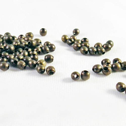 Isp83 - lot de 50 perles intercalaires de 4mm de diamètre spacer ronde lisse, bronze. 