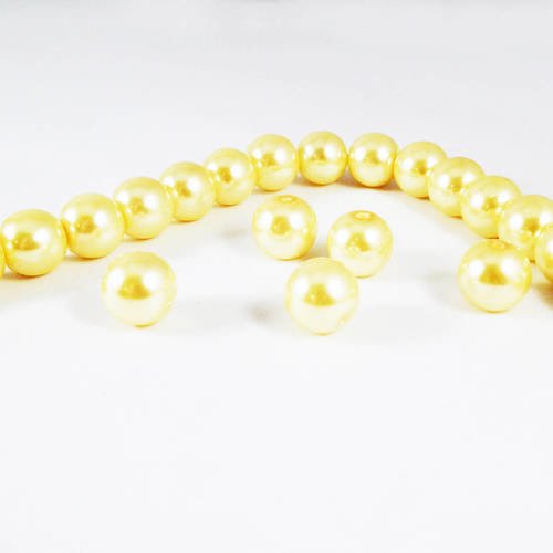 Inv04 - lot de 6 perles magiques jaune bébé reflets brillants de 10mm de diamètre