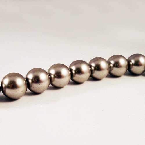 Inv01 - lot de 5 perles magiques taupe cendré reflets brillants de 12mm de diamètre 
