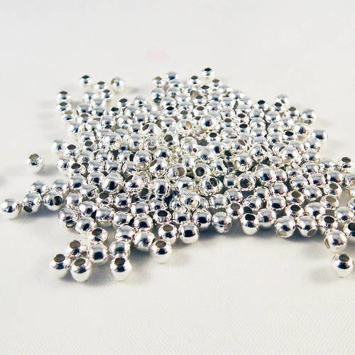 Isp88a - lot de 100 perles intercalaires spacer argent brillant ronde lisse en fer de 3mm de diamètre 