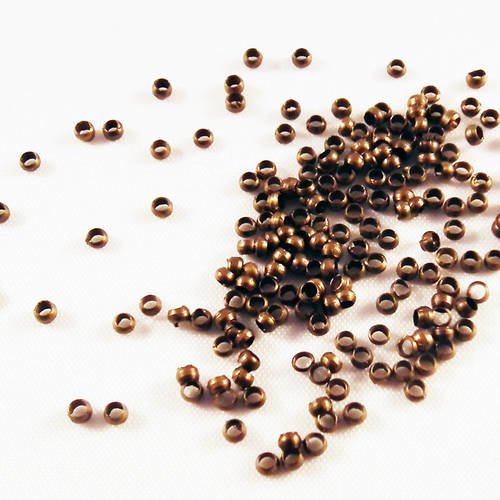 Cpe01 - lot de 100 perles à écraser de couleur bronze antique de de 2mm x 1.5mm en cuivre 