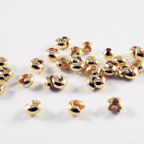 Cpe19 - lot de 50 cache perles noeuds à écraser en fer de couleur doré de 3mm, 