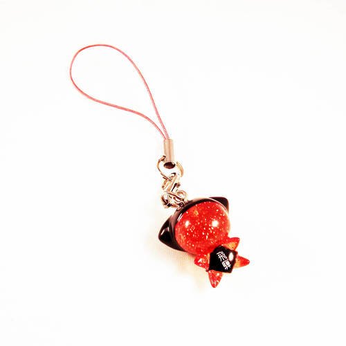 Pu07 - attache breloque pour téléphone portable mignon manga japonais chat rouge noir 