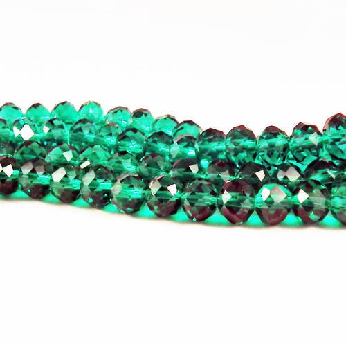 Psm61 - 10 perles précieuses bleu-vert émeraude 8x6mm en verre cristal de couleur vert émeraude, rondelles à facettes, 8mm x 6mm. 