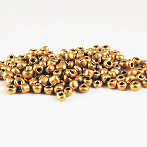 Pro02 - lot de 150 petites perles de rocaille en verre opaque or bronze antique cuivré spacer 