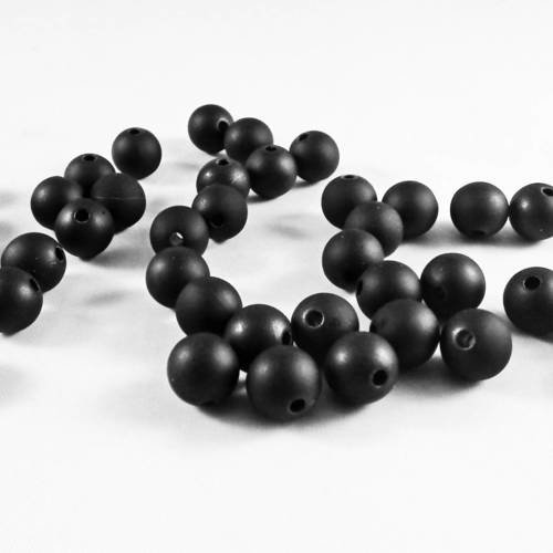 Pd69 - lot de 10 perles texture effet mat finit caoutchouc noir de 8mm de diamètre 