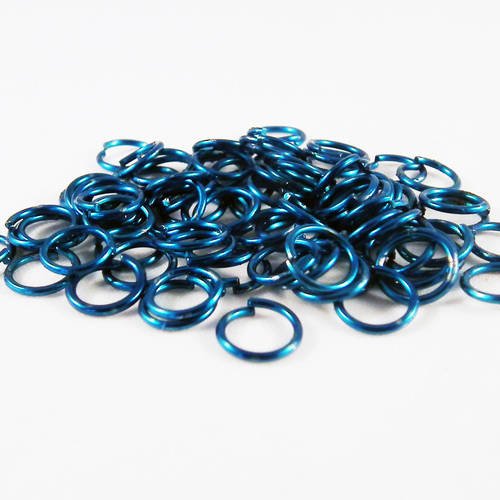 Fc97 - 20 anneaux de jonction ouvert en fer de couleur bleu acier électrique de 6mm x 0,7mm 