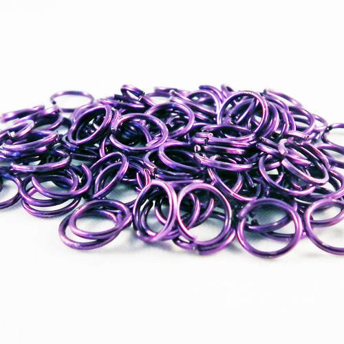 Fc83 - 20 anneaux de jonction ouvert en fer de couleur violet mauve électrique 