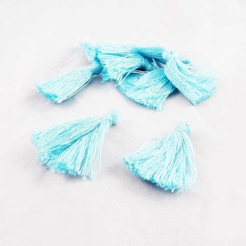 Sp40 - lot de 2 pompons bleu turquoise en fil de franges en coton d'environ 3cm 